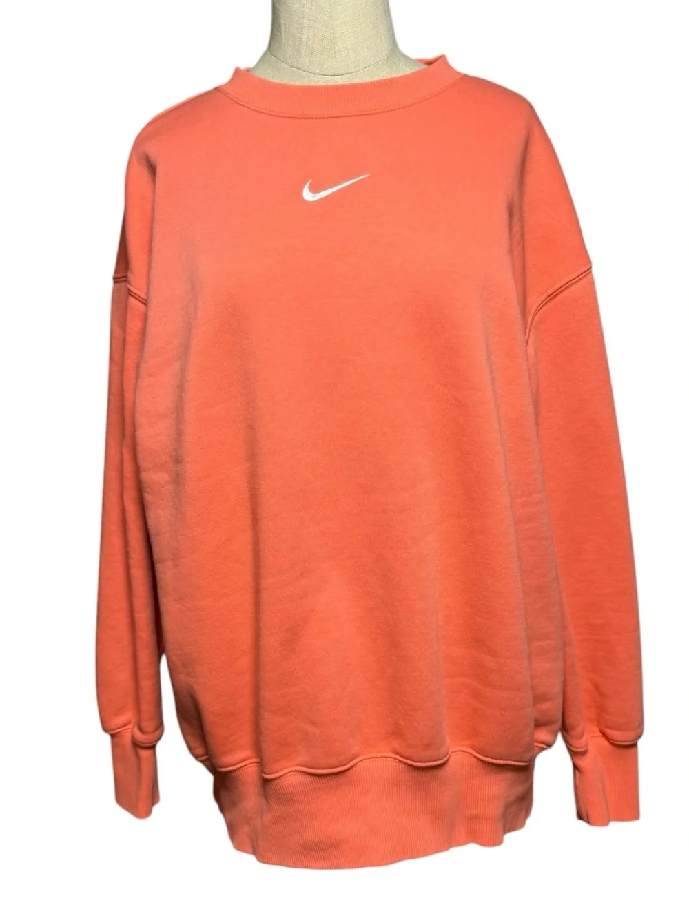 Nike Orange Embroidered Swoosh Crewneck Sweatshirt S
